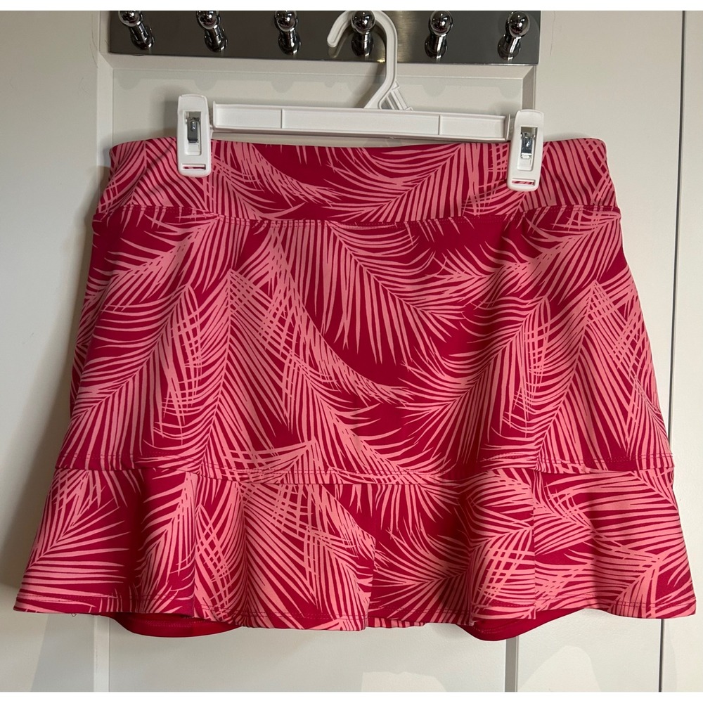 Tommy Bahama Active Pink Palm Leaf Print Ruffle Athletic Skort XL